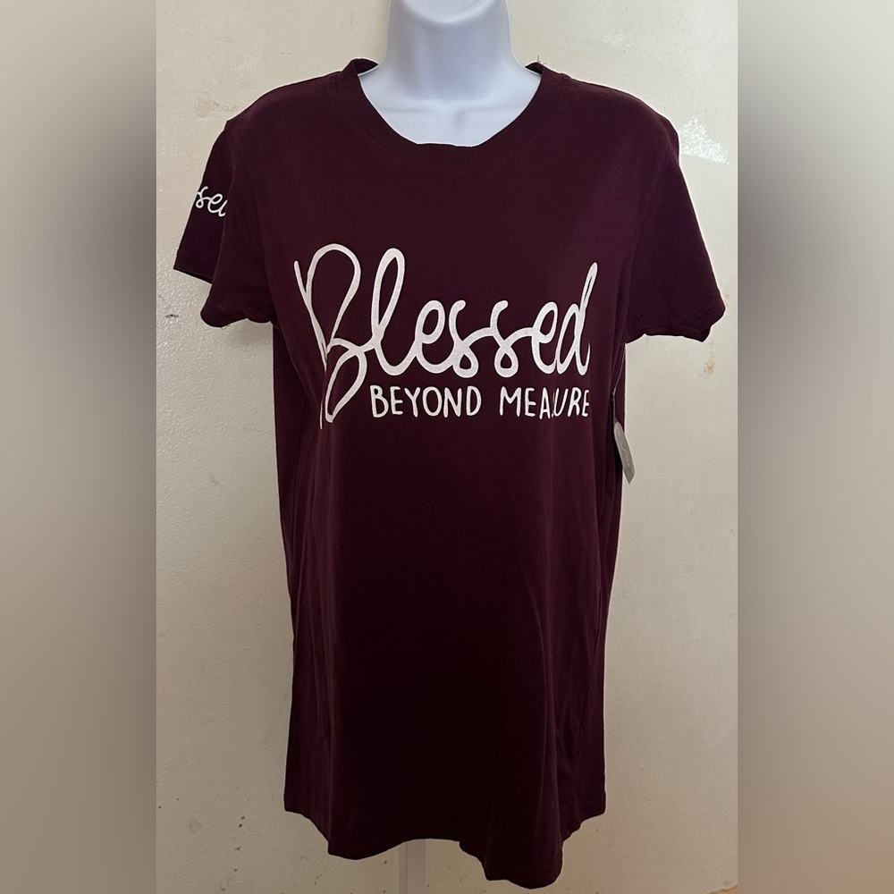 On Fire Blessed Beyond Measure T-Shirt Plum Sz M